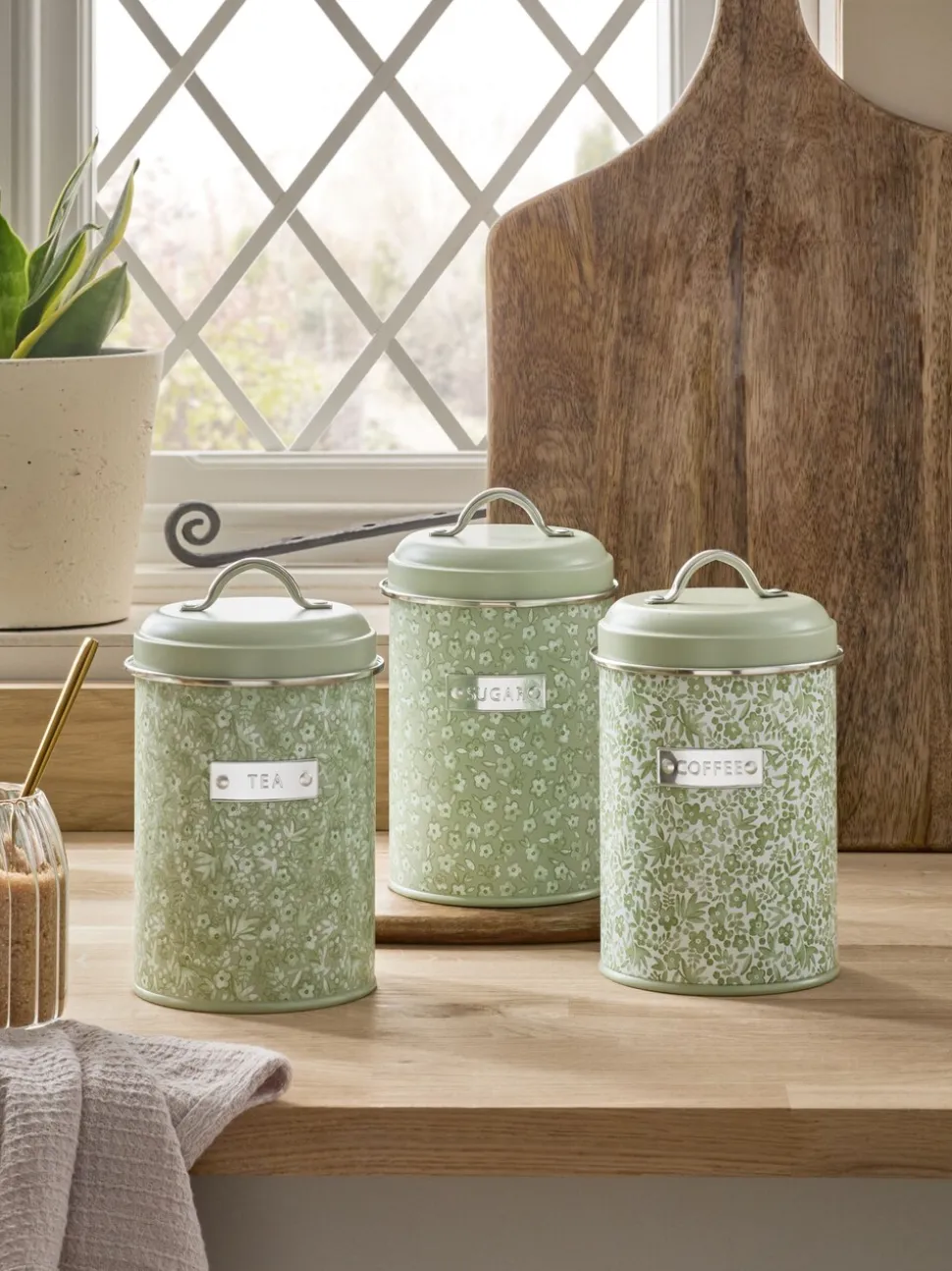 Cordelia - Set van 3 ditsy gebloemde bewaarbussen