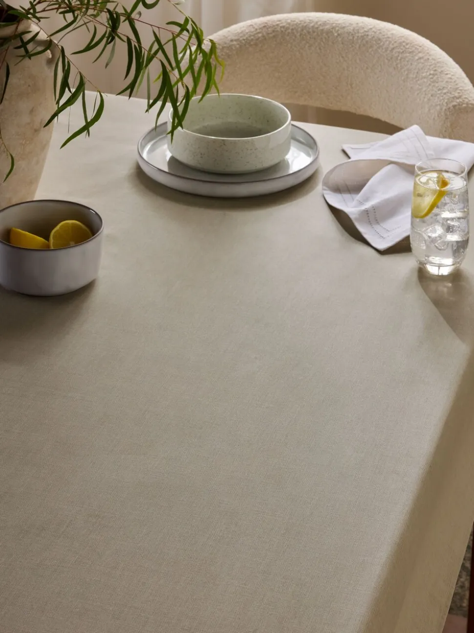 Cotton Linen Look Wipe Clean Table Cloth