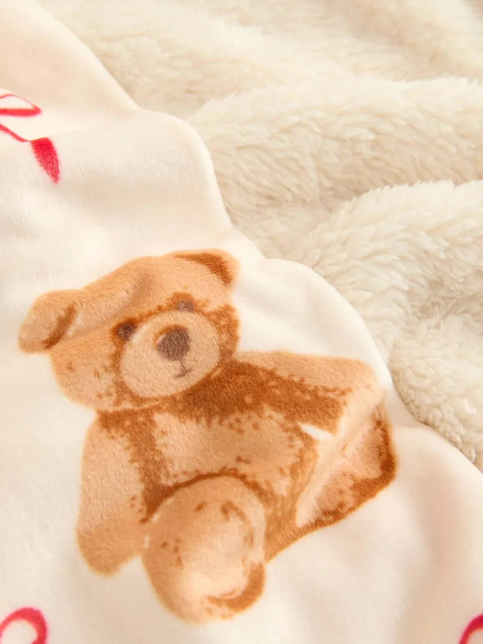 Cream Bear Applique - Fleece Pyjamas Set (12mths-16yrs)