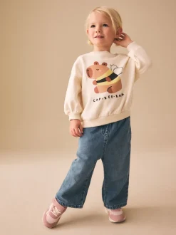 Cream Capybara - Sweatshirt met ronde hals (3 mnd-7 jr)