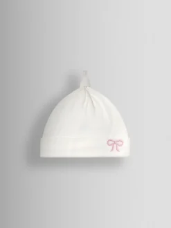 Cream Pretty Bow - JoJo Maman Bébé Organic Cotton Appliqué Baby Hat