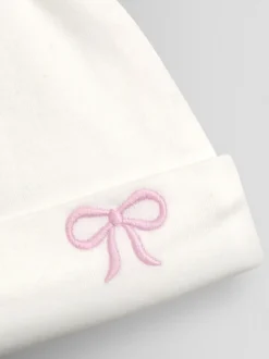 Cream Pretty Bow - JoJo Maman Bébé Organic Cotton Appliqué Baby Hat