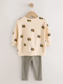 Cream Stripe Bee - Set met sweatshirt en legging (3 mnd-7 jr)