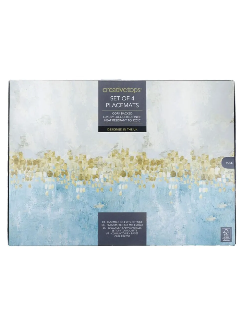 Creative Tops Set van 4 grote Placemats met kurken achterkant en Kunstdruk