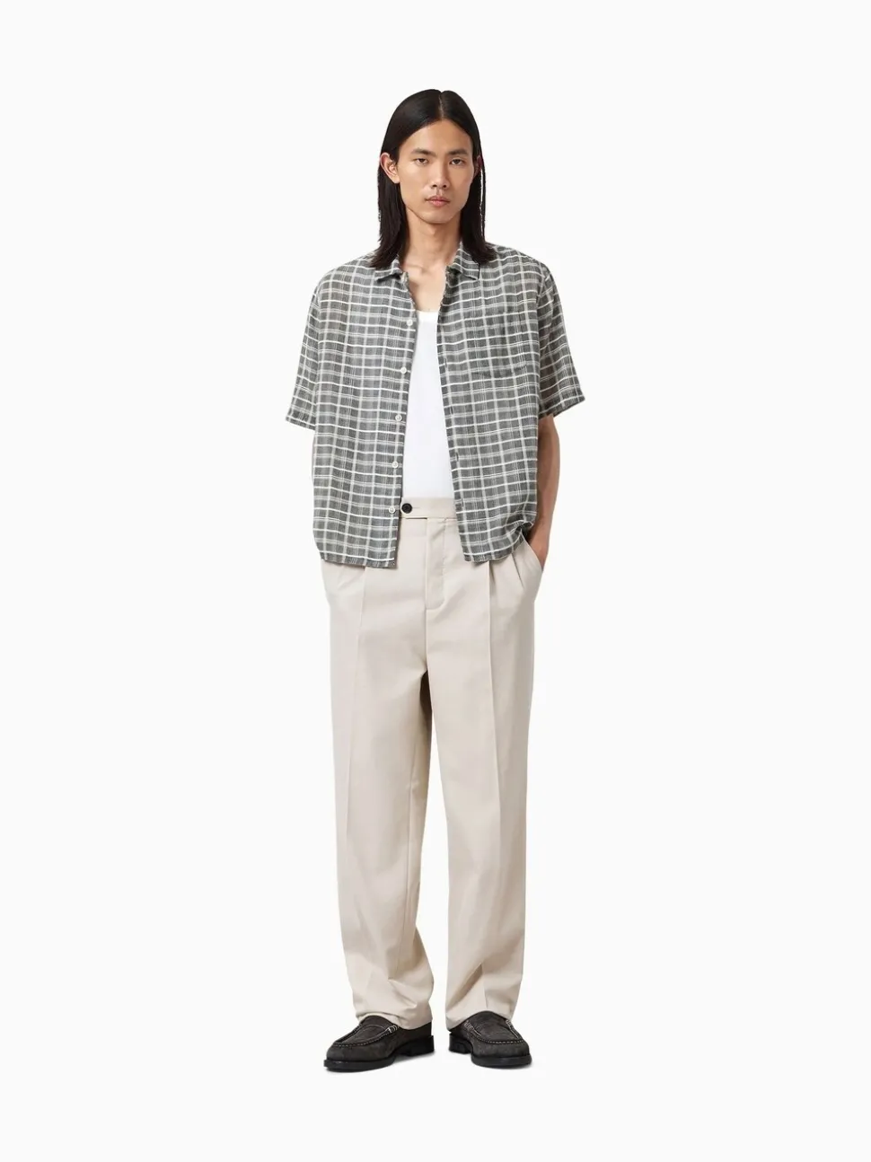 Crème - AllSaints Tallis Straight Trousers