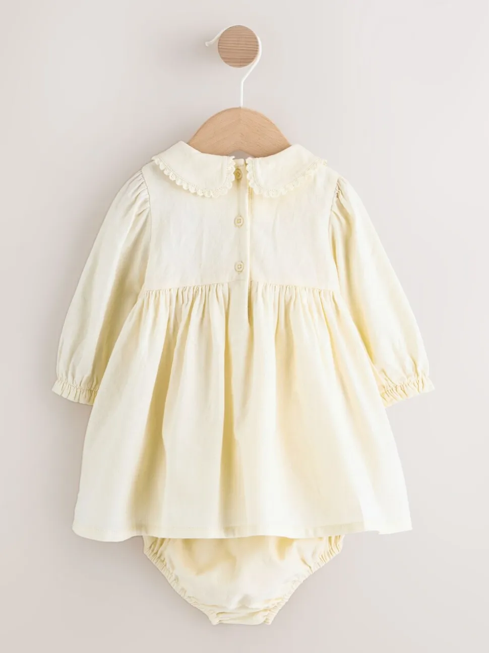 Crème - Baby Embroidered Long Sleeve Dress and Knickers Set 2 Piece (0mths-2yrs)