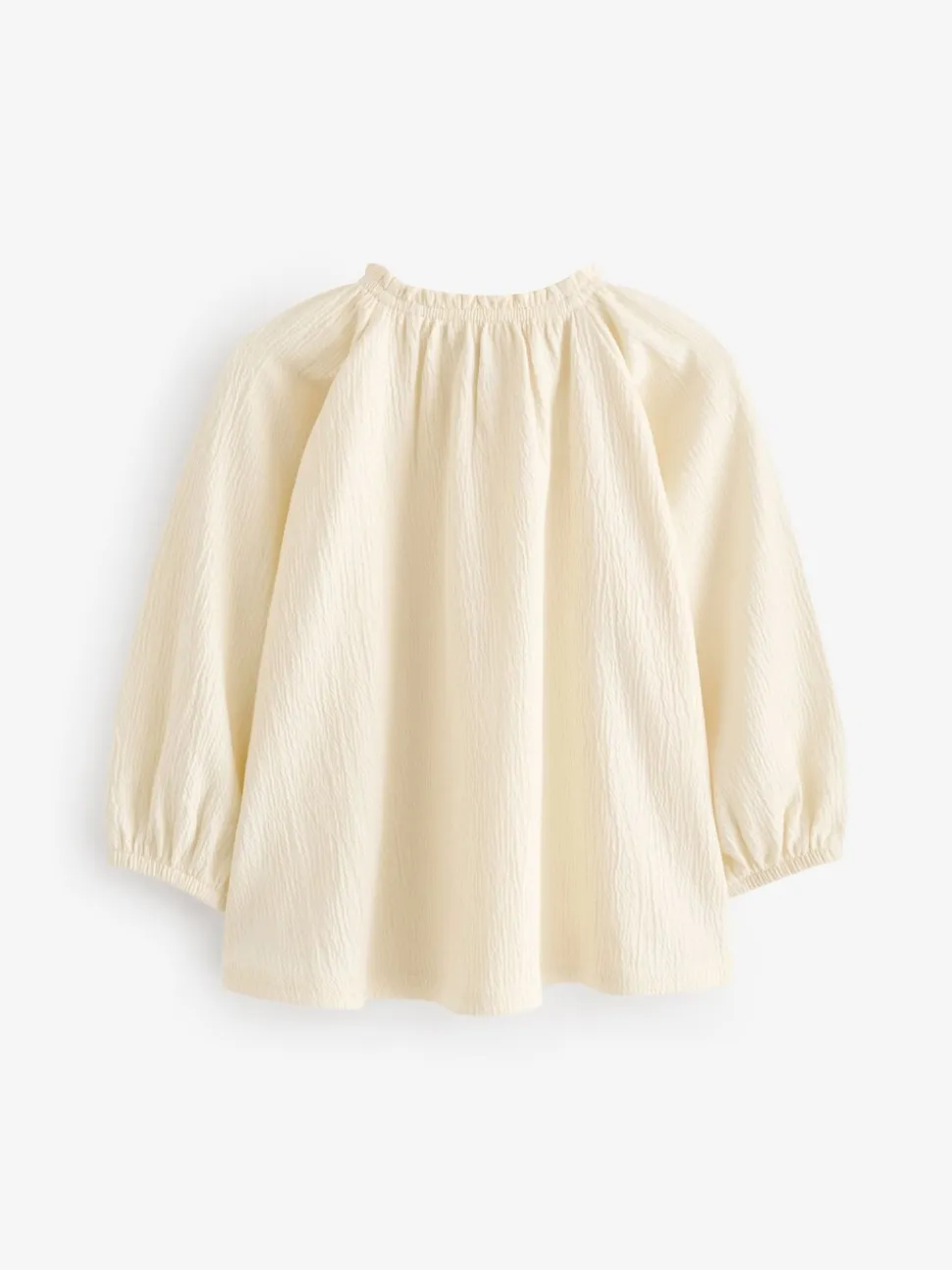 Crème - Blouse met lange mouwen en geplooide hals (3mnd-7jr)