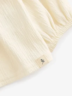 Crème - Blouse met lange mouwen en geplooide hals (3mnd-7jr)