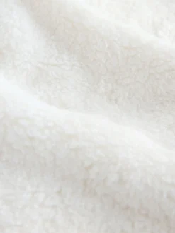 Crème - Borg fleece met korte rits