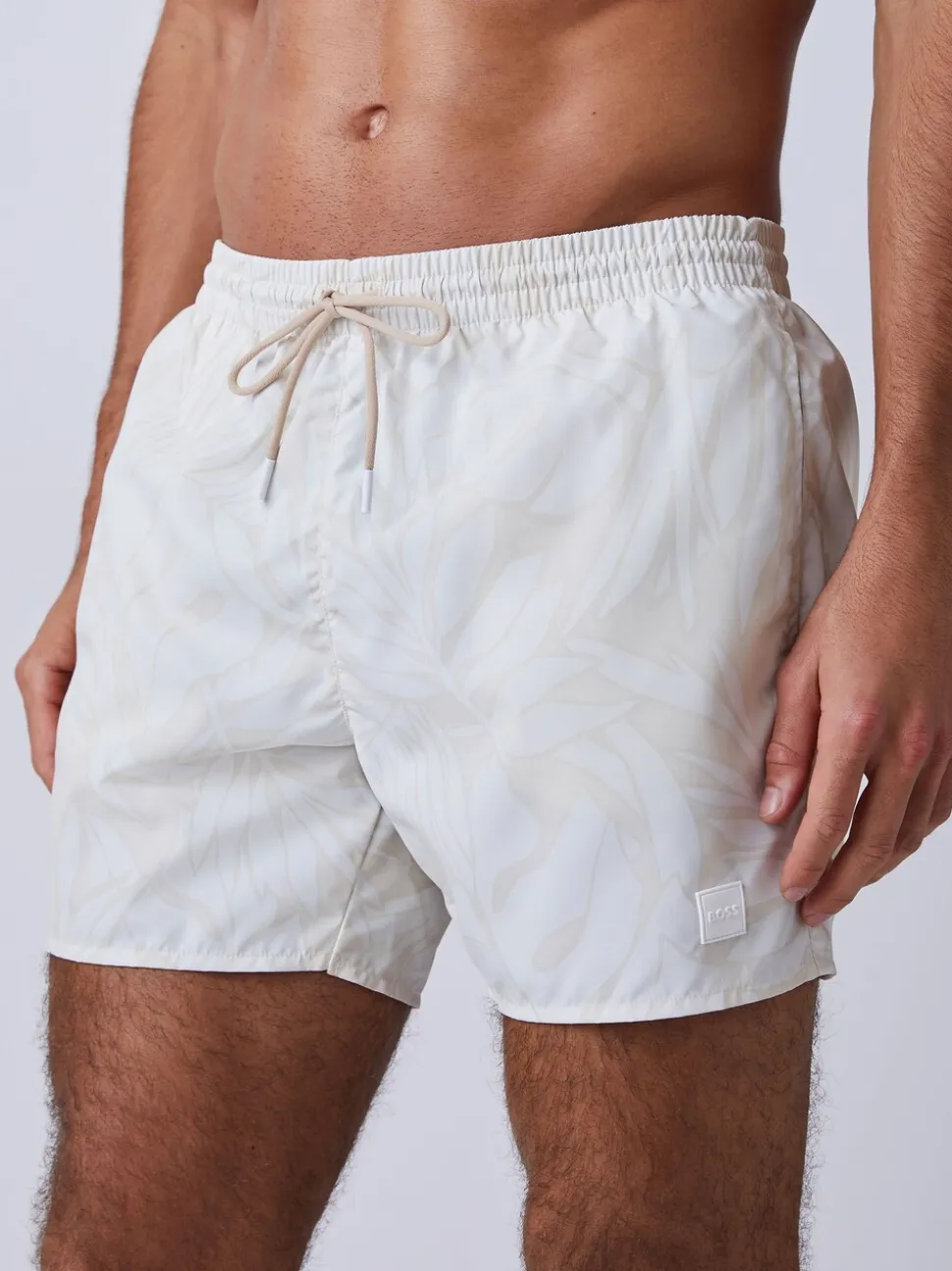 Crème - BOSS Piranha Printed Swim Shorts