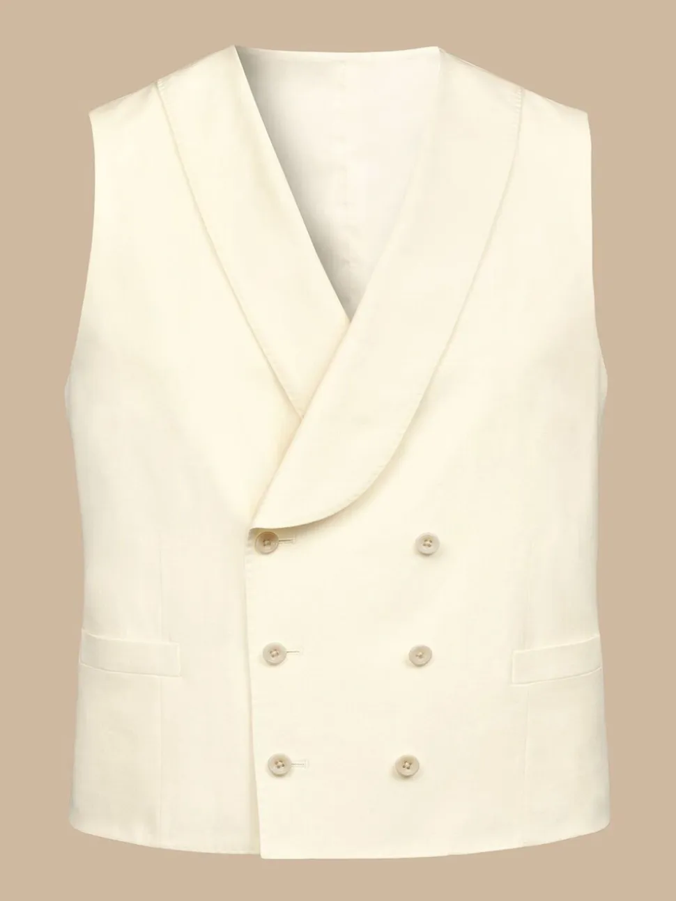 Crème - Charles Tyrwhitt Morning V2 kostuum met verstelbare pasvorm: herenvest