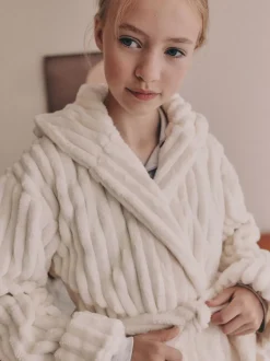 Crème - Fleece Cord Dressing Gown (5-16yrs)
