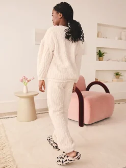 Crème - Fleece Jacquard Pyjama's Set 2 Pieces (2-16jr)