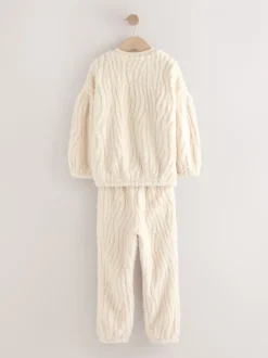 Crème - Fleece Jacquard Pyjama's Set 2 Pieces (2-16jr)