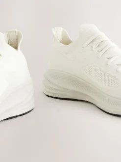 Crème - Gebreide sneakers
