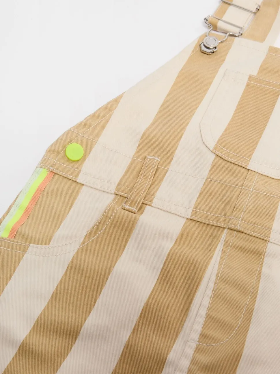 Crème - Gestreepte shorts tuinbroek