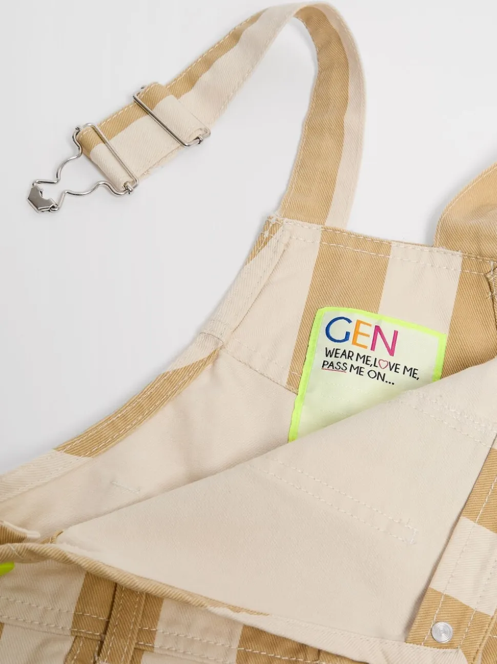 Crème - Gestreepte shorts tuinbroek