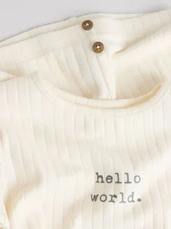 Crème - Hello World Top and Leggings Baby Set (0-18mths)