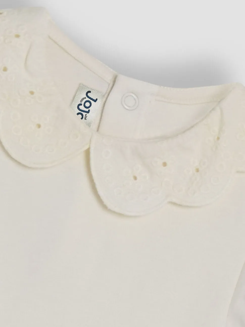 Crème - JoJo Maman Bébé Broderie Collar Bodysuits