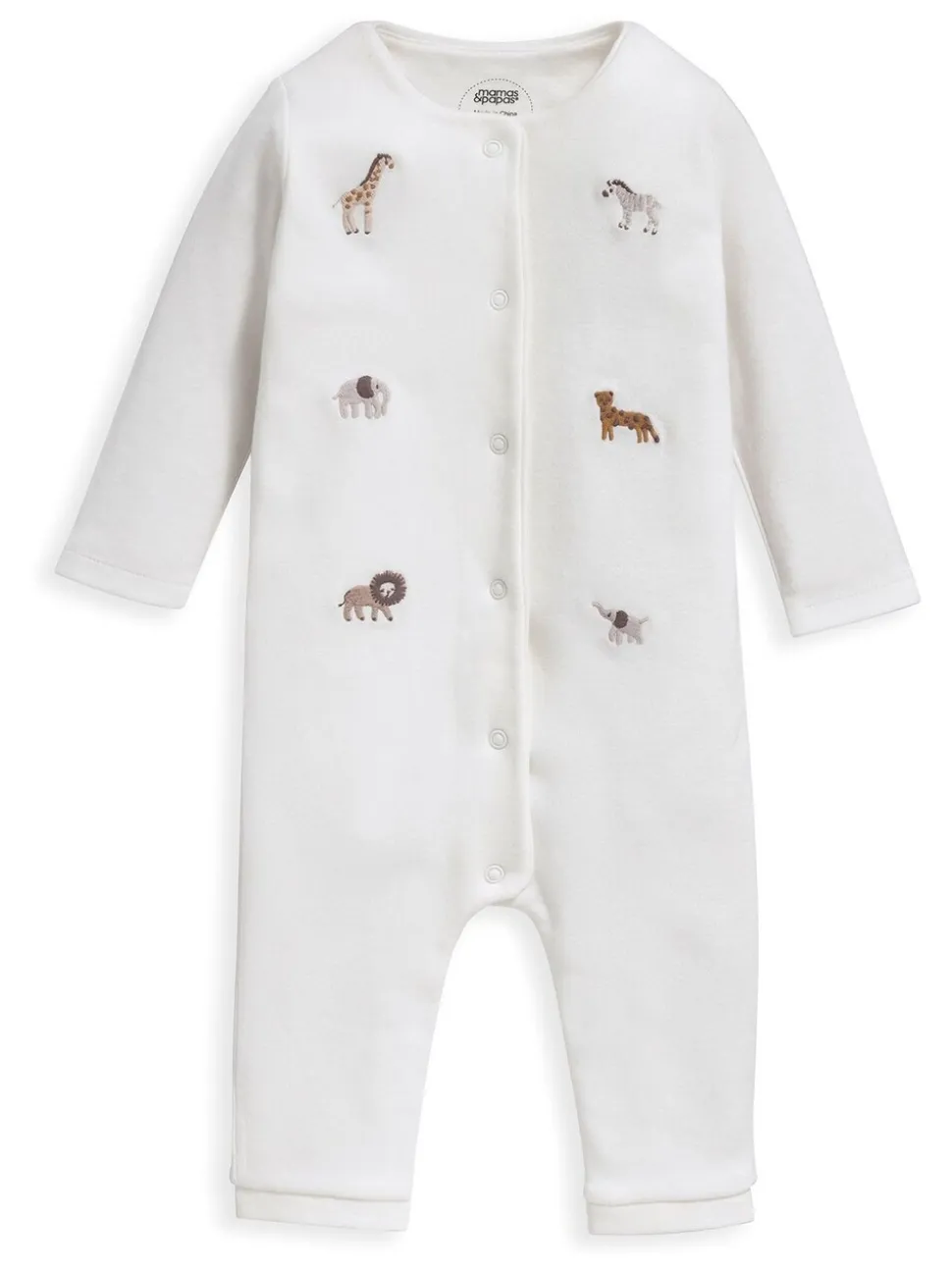 Crème - Mamas & Papas crème rompertje met safari-borduursel van 100% katoen