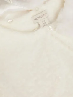 Crème - Monsoon Baby - Fuzzy vest met afneembare kraag