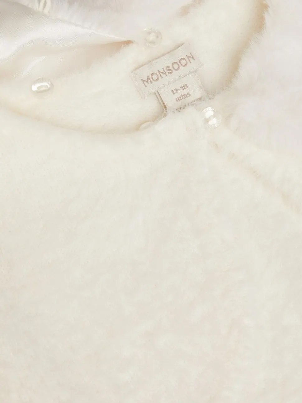 Crème - Monsoon Baby - Fuzzy vest met afneembare kraag