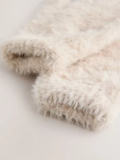 Crème - Pluizige handschoenen (3-16jaar)