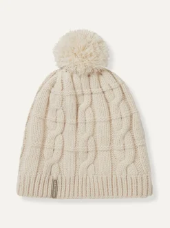Crème - Sealskinz Hemsby Waterproof Cold Weather Cable Knit Bobble Hat