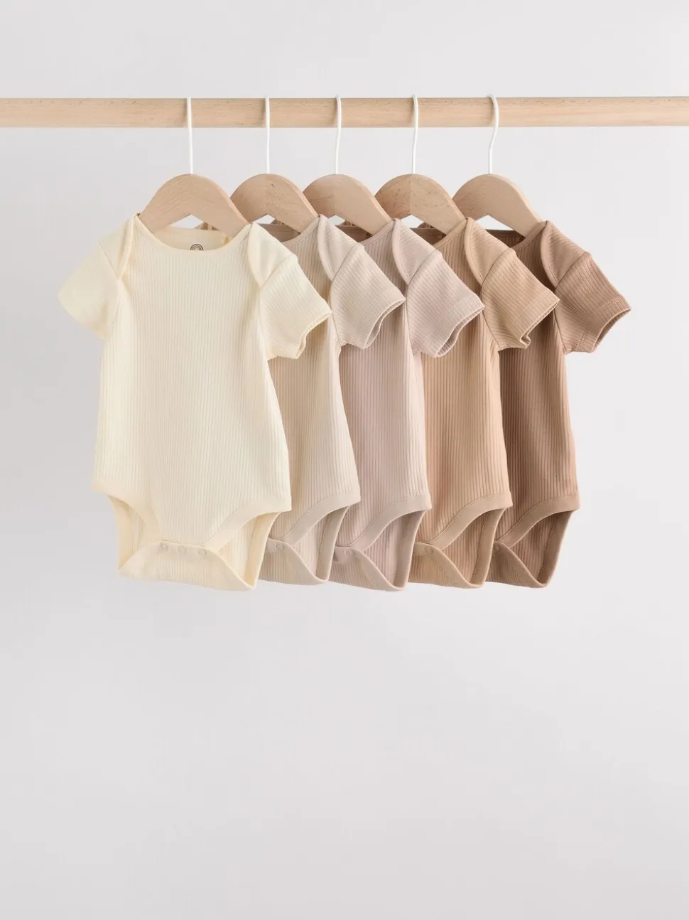 Crème - Set van 5 babyrompertjes met korte mouwen