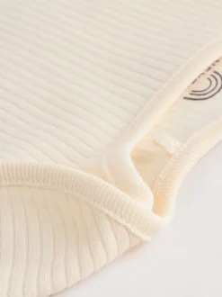 Crème - Set van 5 babyrompertjes met korte mouwen