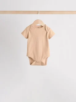 Crème - Set van 5 babyrompertjes met korte mouwen