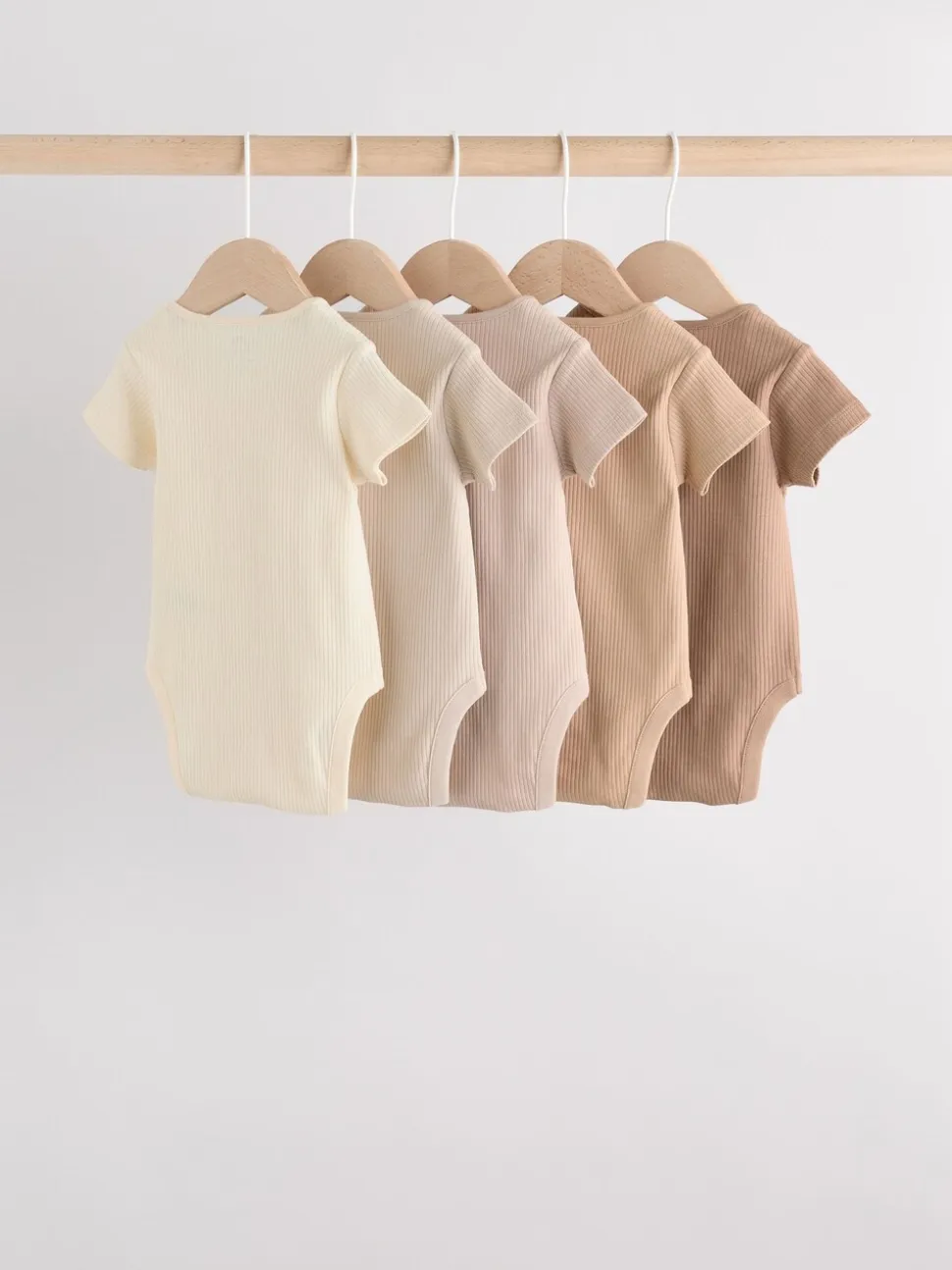 Crème - Set van 5 babyrompertjes met korte mouwen
