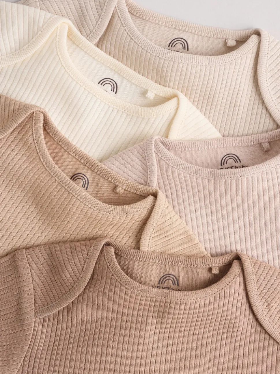 Crème - Set van 5 rompers met lange mouwen