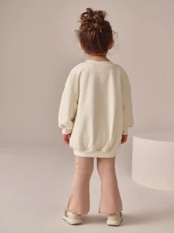 Crème - Set van sweatshirt met strik en uitlopende legging (3mnd-7jr)