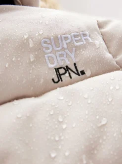Crème - Superdry - Everest lange gewatteerde jas