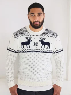 Crème - The Little Tailor kersttrui met rendierfairislepatroon