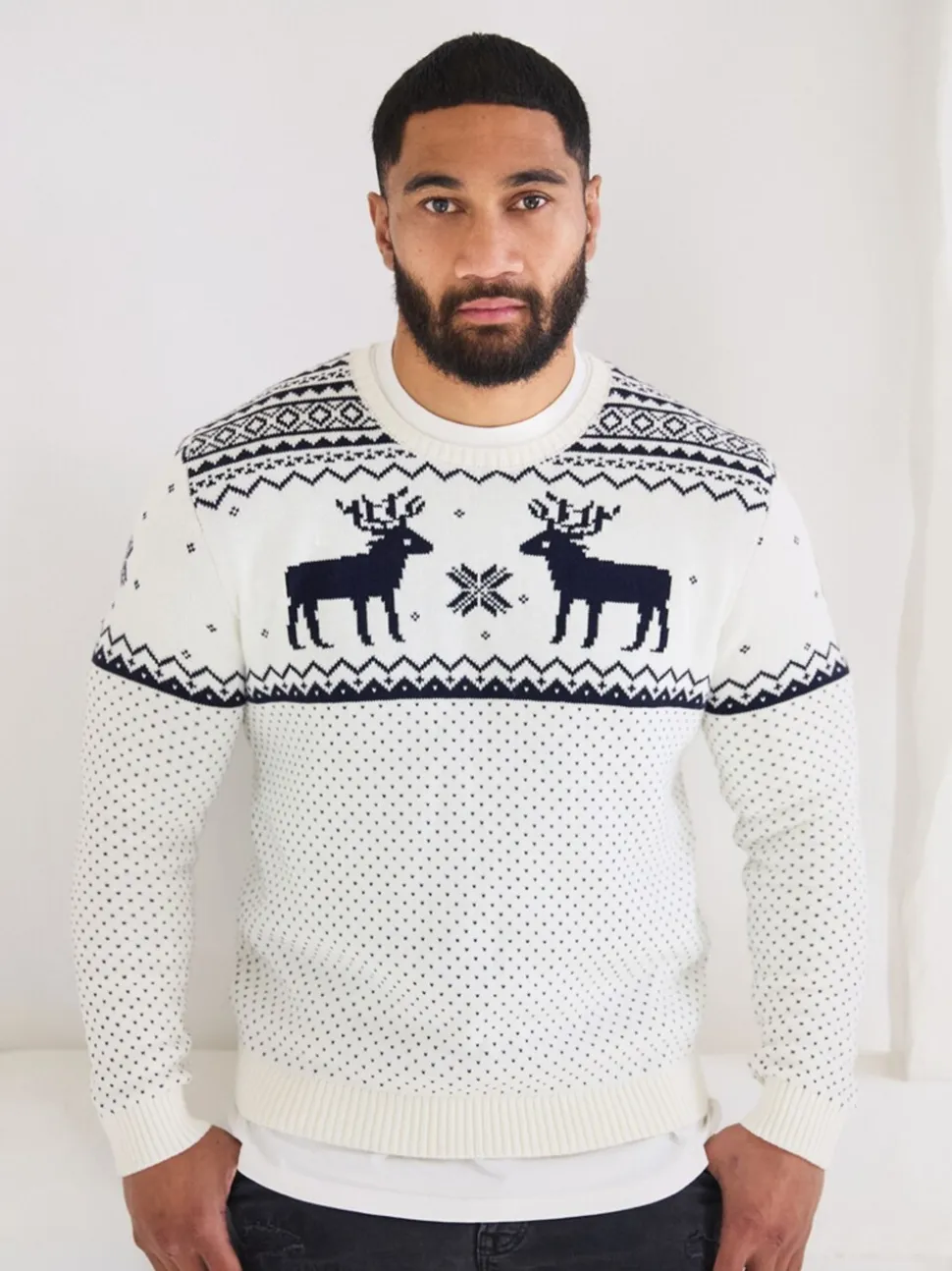 Crème - The Little Tailor kersttrui met rendierfairislepatroon