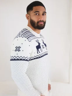 Crème - The Little Tailor kersttrui met rendierfairislepatroon