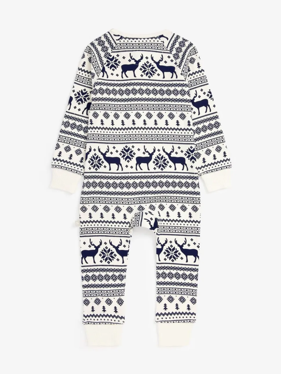 Crème - The Little Tailor Kids Rendier kerstmis fair isle-patroon 100% katoen alles-in-één