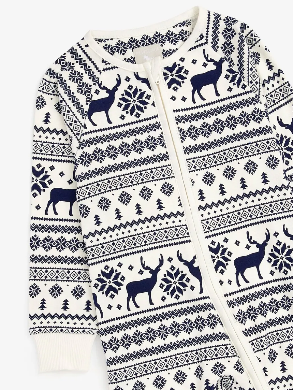 Crème - The Little Tailor Kids Rendier kerstmis fair isle-patroon 100% katoen alles-in-één