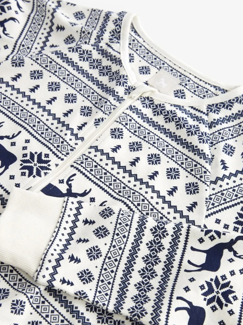 Crème - The Little Tailor Kids Rendier kerstmis fair isle-patroon 100% katoen alles-in-één