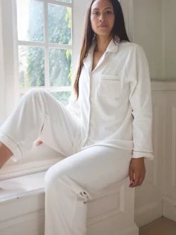 Crème - The Little Tailor luxe kerstpyjama van zacht aanvoelend velours