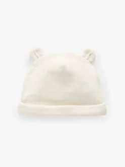 Crème - Verpakking van 2 velours babymutsen (0 - 12 mnd)