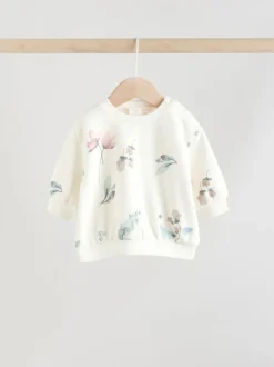 Crème gebloemd - Set van 2 -delige Baby Sweater en Joggingbroeken (0mnd -2jr)
