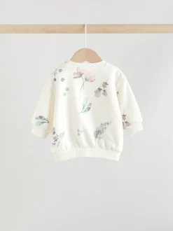 Crème gebloemd - Set van 2 -delige Baby Sweater en Joggingbroeken (0mnd -2jr)