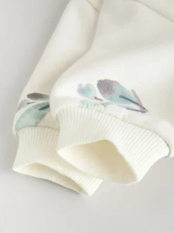 Crème gebloemd - Set van 2 -delige Baby Sweater en Joggingbroeken (0mnd -2jr)