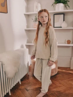 Crème geribbeld - Behaaglijke fleece pyjama (9 mnd-16 jr)