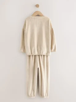 Crème geribbeld - Behaaglijke fleece pyjama (9 mnd-16 jr)