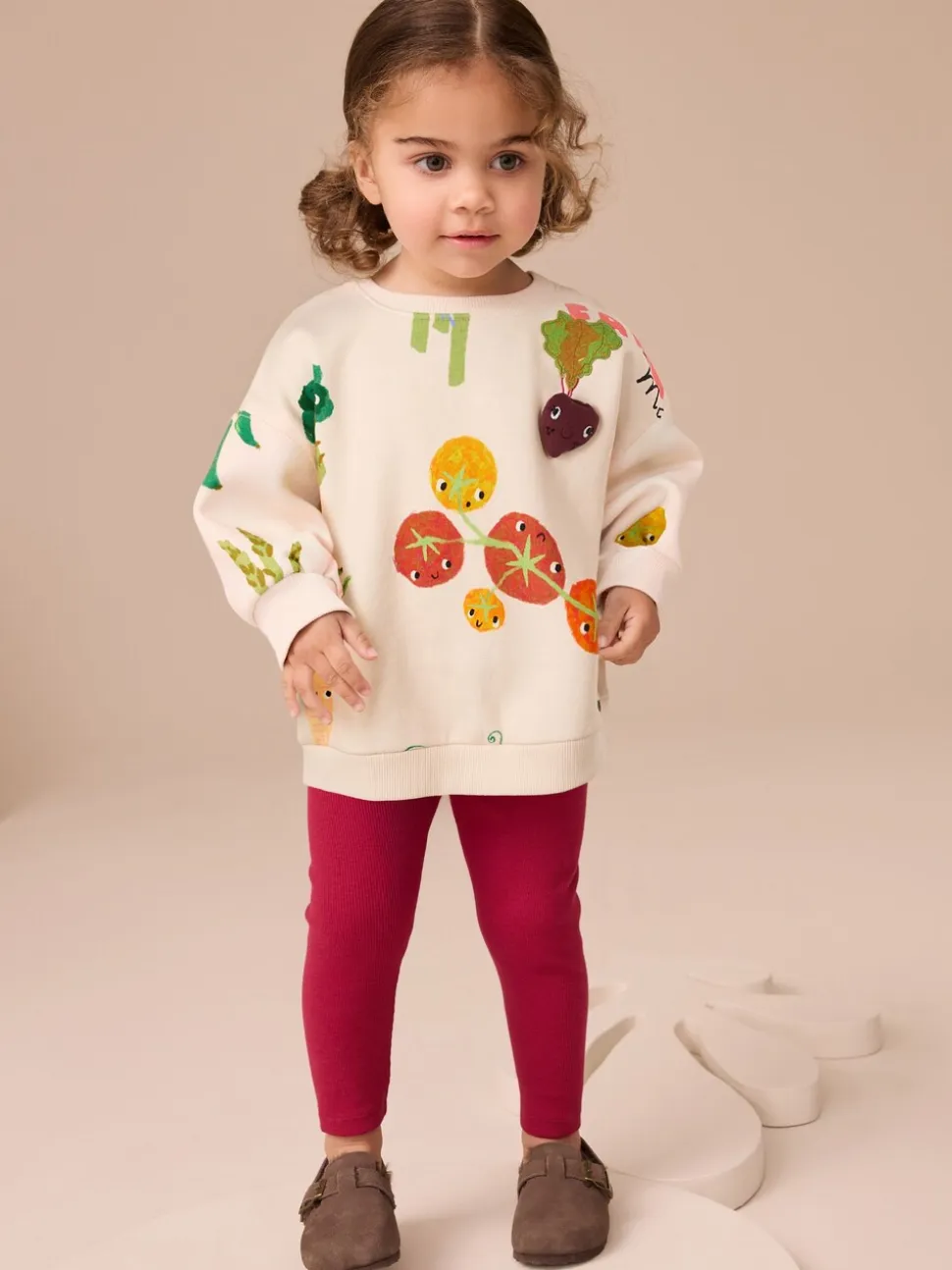 Crème Groentenfiguren - Set met sweatshirt en legging (3 mnd-7 jr)