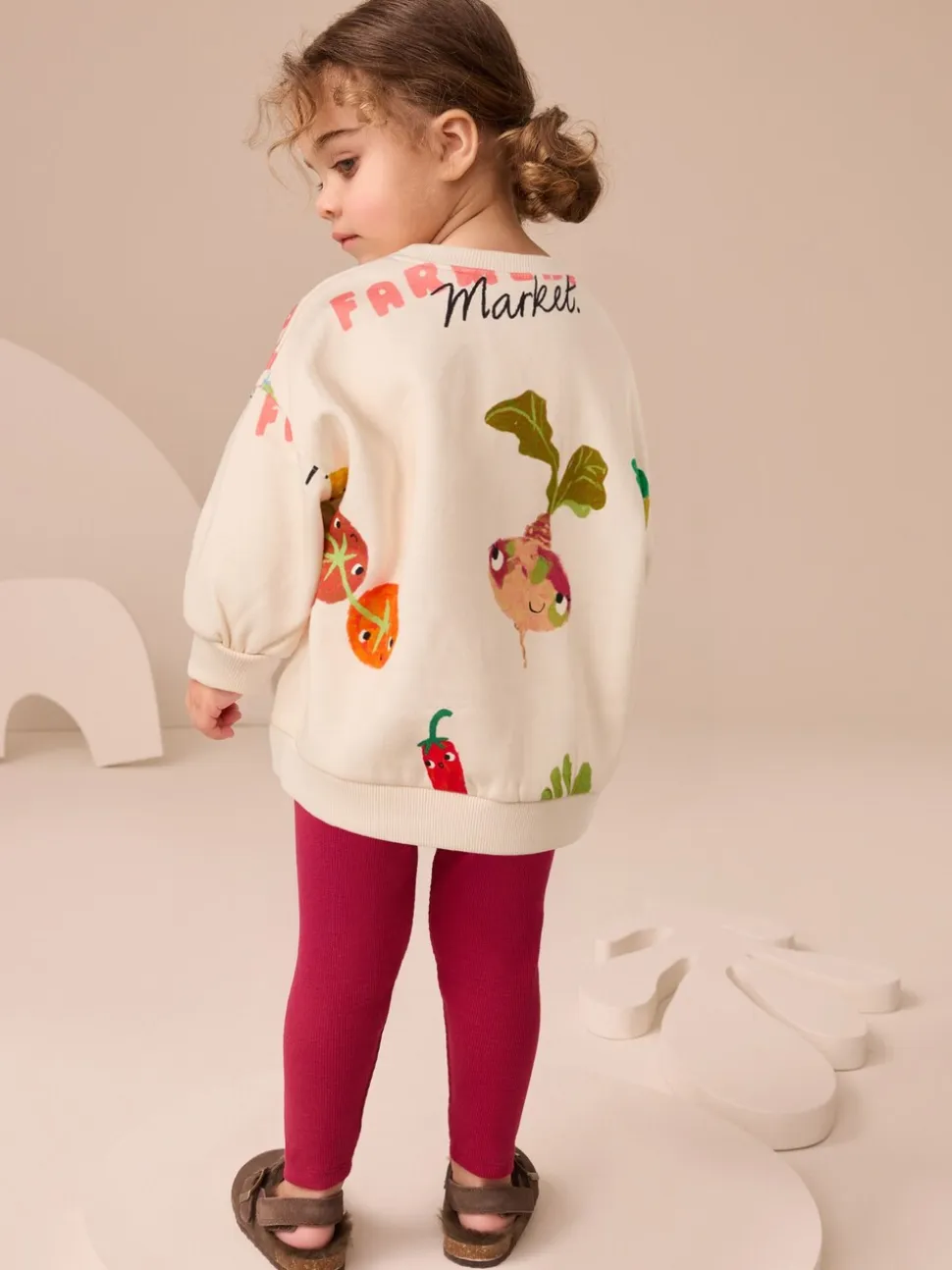 Crème Groentenfiguren - Set met sweatshirt en legging (3 mnd-7 jr)